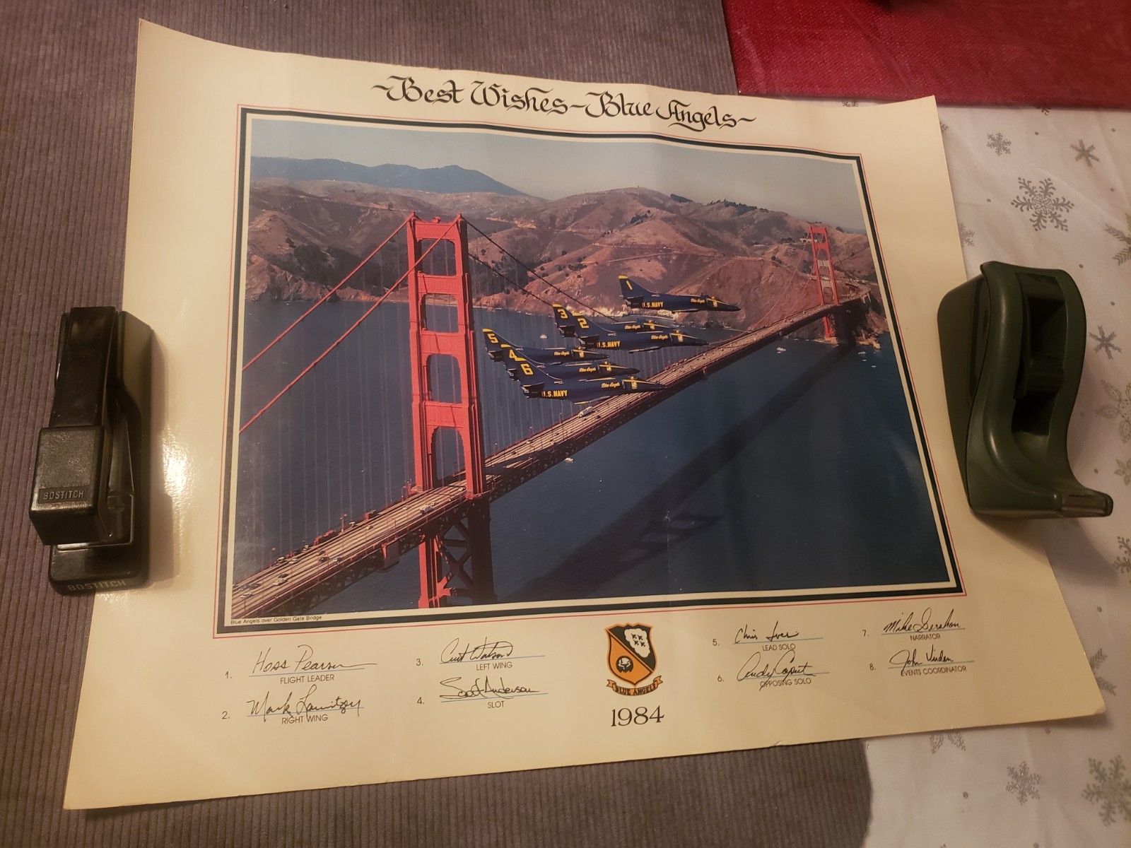 Vintage “Best Wishes” Blue Angels Autographed Promo Glossy Poster 1984
