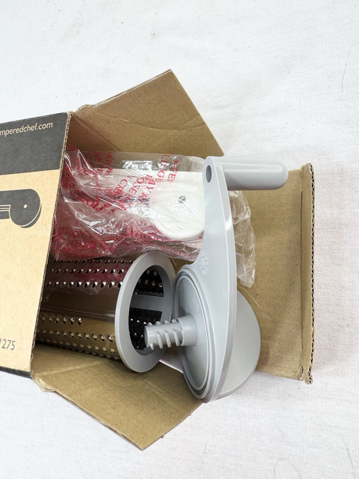 Vtg New Pampered Chef  2 Drum Grater Handheld Cheese Hand Held Manual Rotary FSh