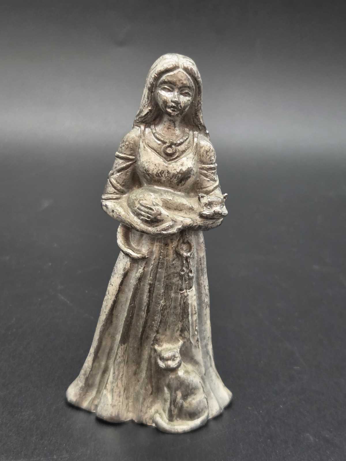 Vintage 1996 Selandia Pewter Freja Freyja Norse Goddess Figurine with Cats