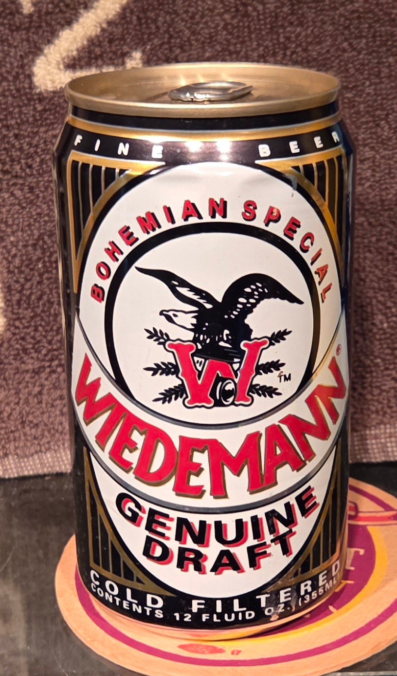 1990S ALUMINUM BOTTOM OPEN WIEDEMANN DRAFT BEER CAN HEILEMAN LACROSSE WISCONSIN