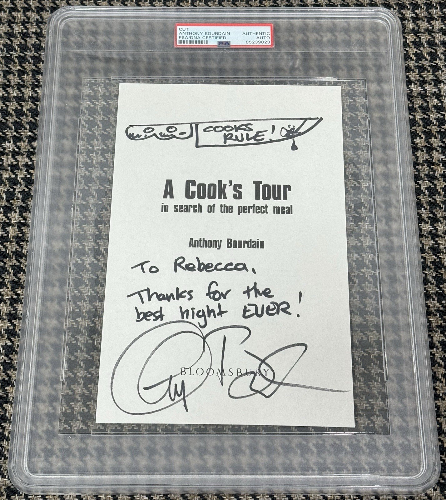 Anthony Bourdain Signed Autograph Knife Sketch Drawing Book Page PSA/DNA Encased
