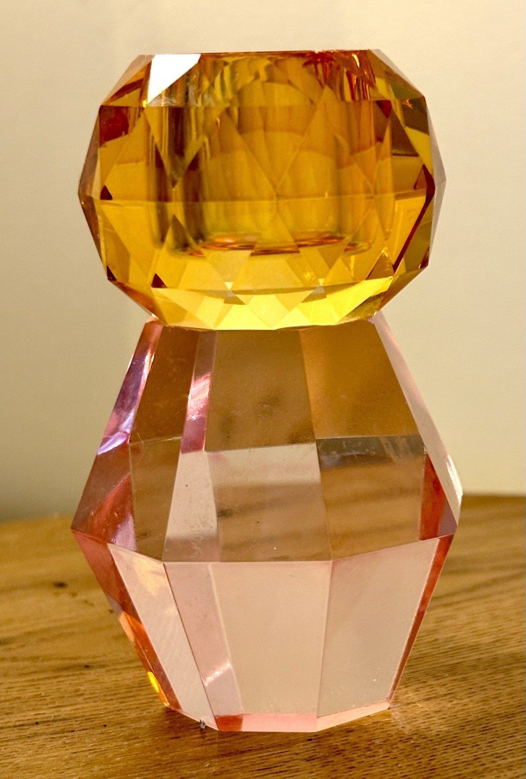 KOLLONI COLOUR POP GLASS CANDLE HOLDER, BY BOLTZE.  ORANGE AND PINK. STUNNING