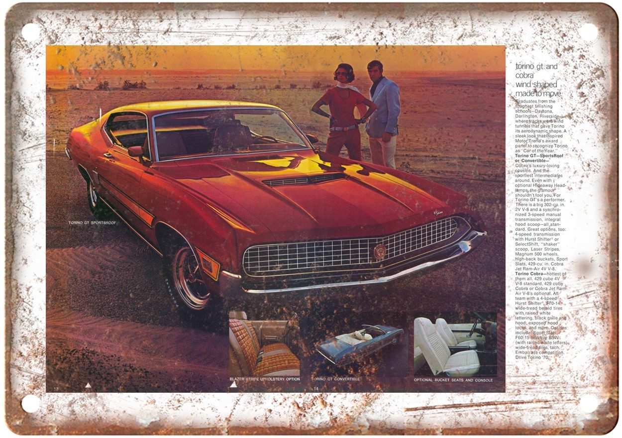 1970 Ford Torino Vintage Automobile Advertising Retro Look Metal Sign AN2249