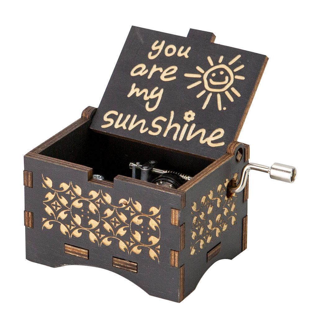 \'You Are My Sunshine\' Retro Wooden Hand Cranked Music Box Kids Birthday Gifts