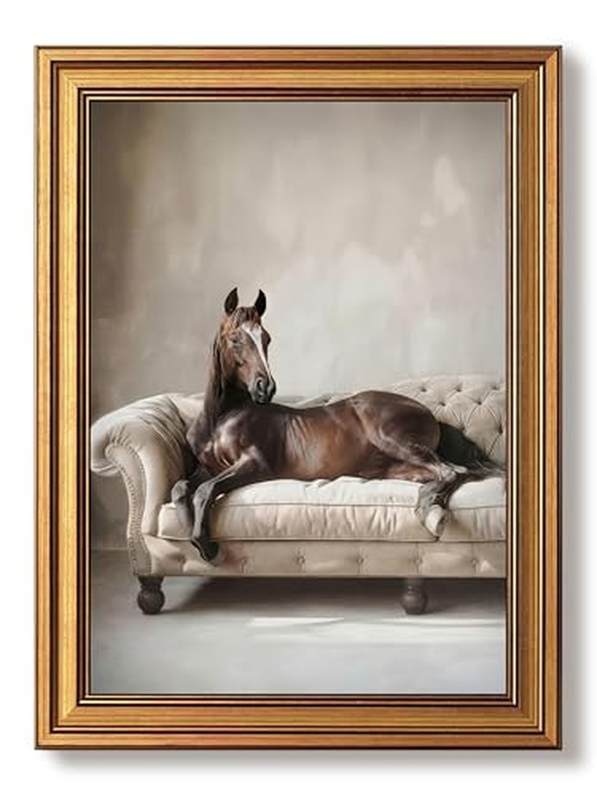 Gold Framed Funny Bathroom Wall Art Vintage Horse Painting Decor 8x10 In Gold Framed Funny Bathroom Wall Art Vintage Horse Painting Decor 8x10 In