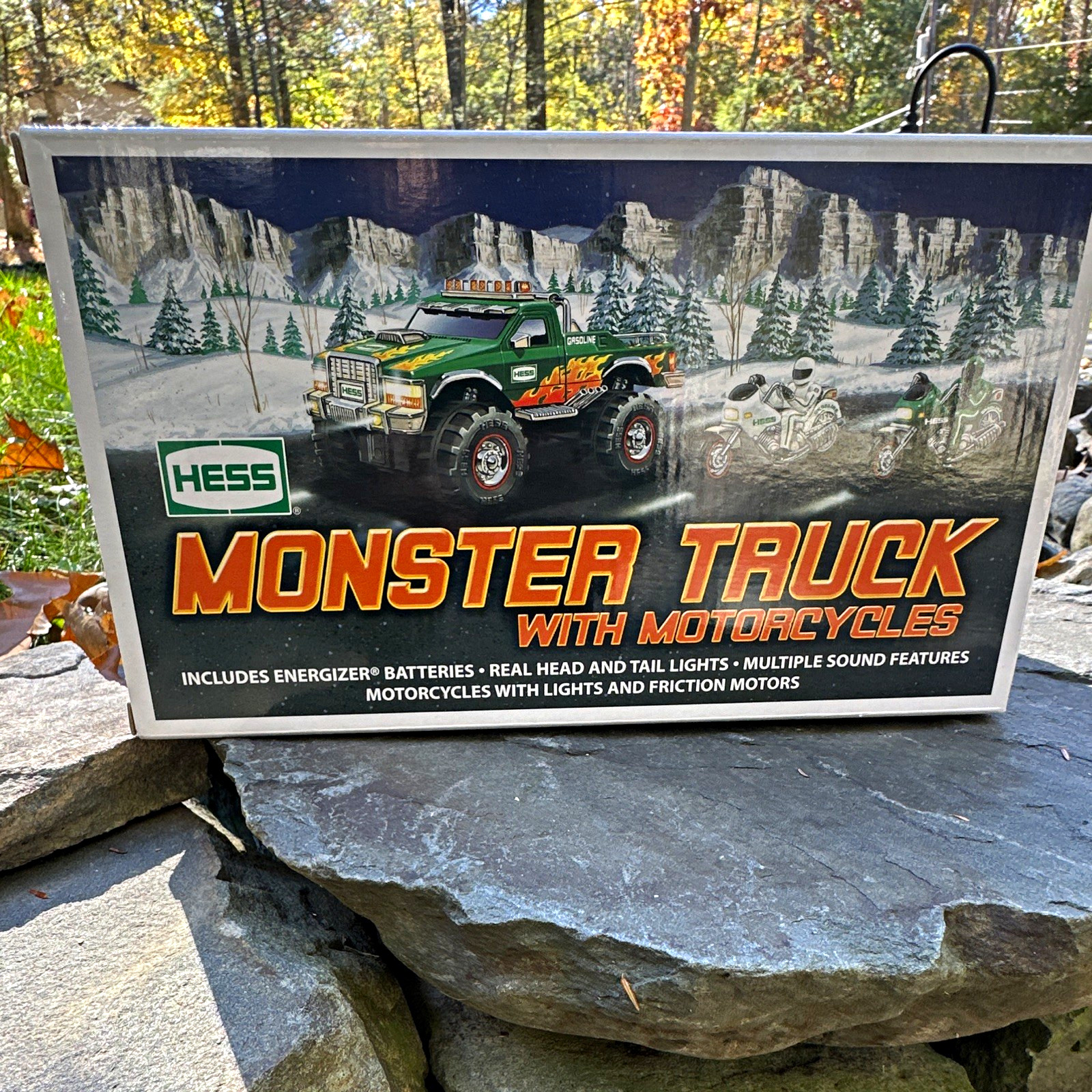 Vintage 2007 Hess Toy Monster Truck with 2 Motorcycles New In Box NIB Collectib