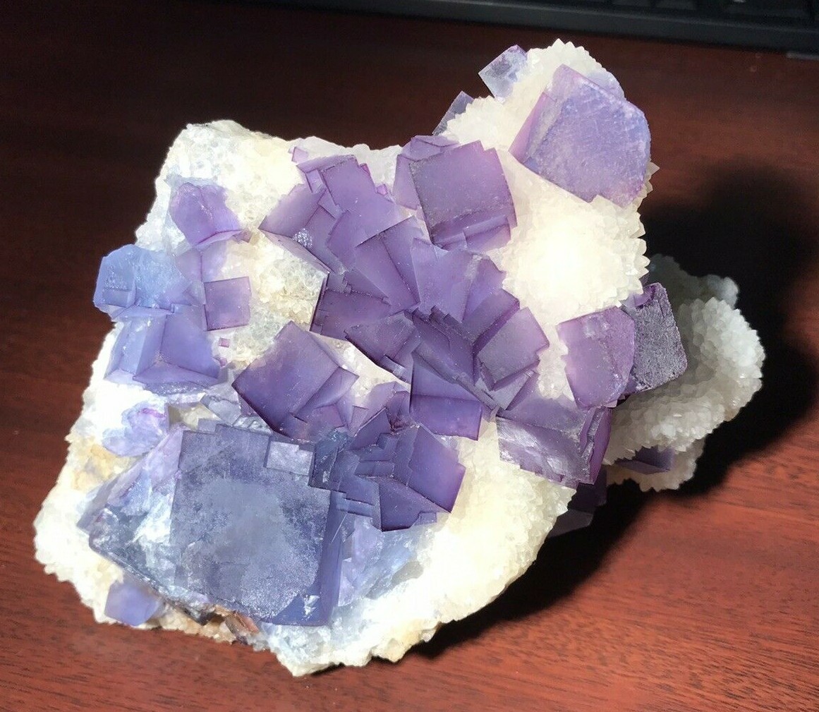 Cabinet blue & purple FLUORITE on Quartz - Blanchard Mine, Bingham, New Mexico Cabinet blue & purple FLUORITE on Quartz - Blanchard Mine, Bingham, New Mexico