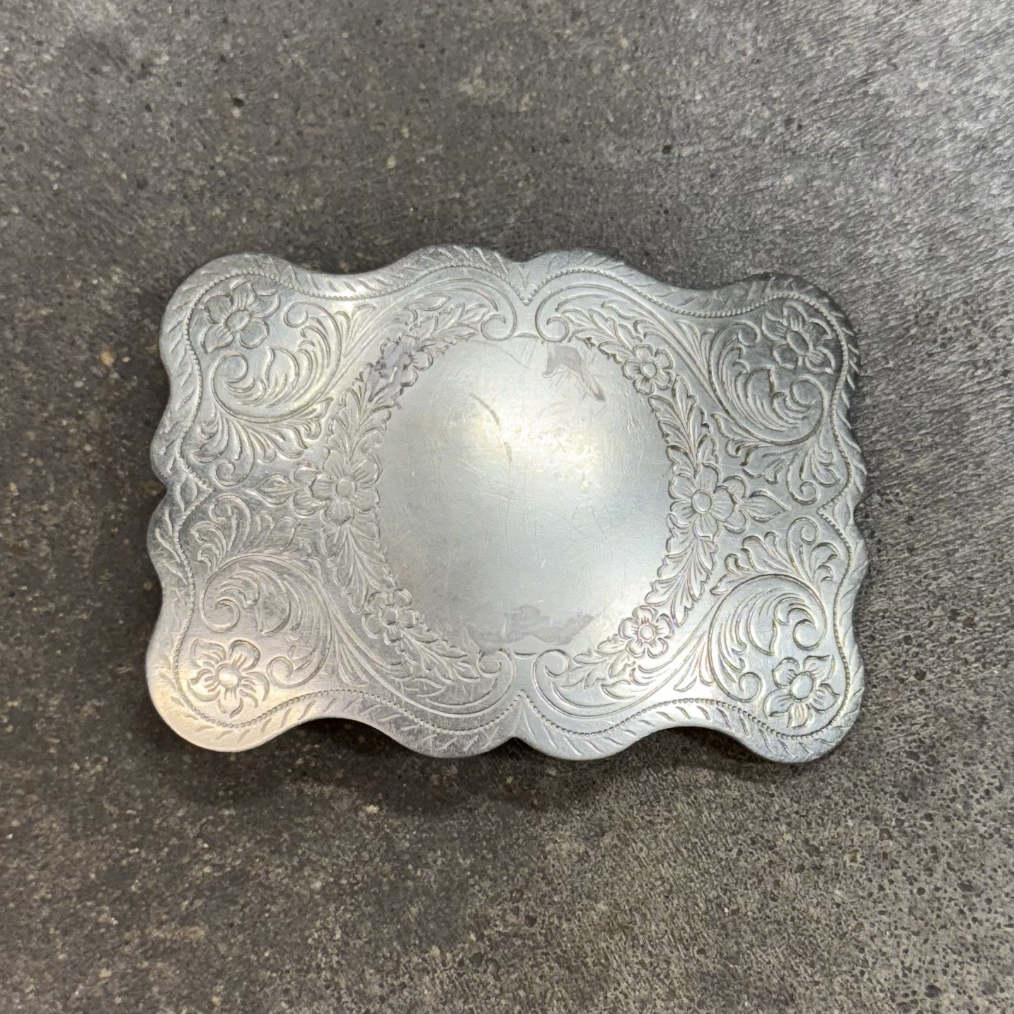 Vintage Justin Belt Co Nickel Silver Trophy Buckle Blank Western Cowboy Rodeo