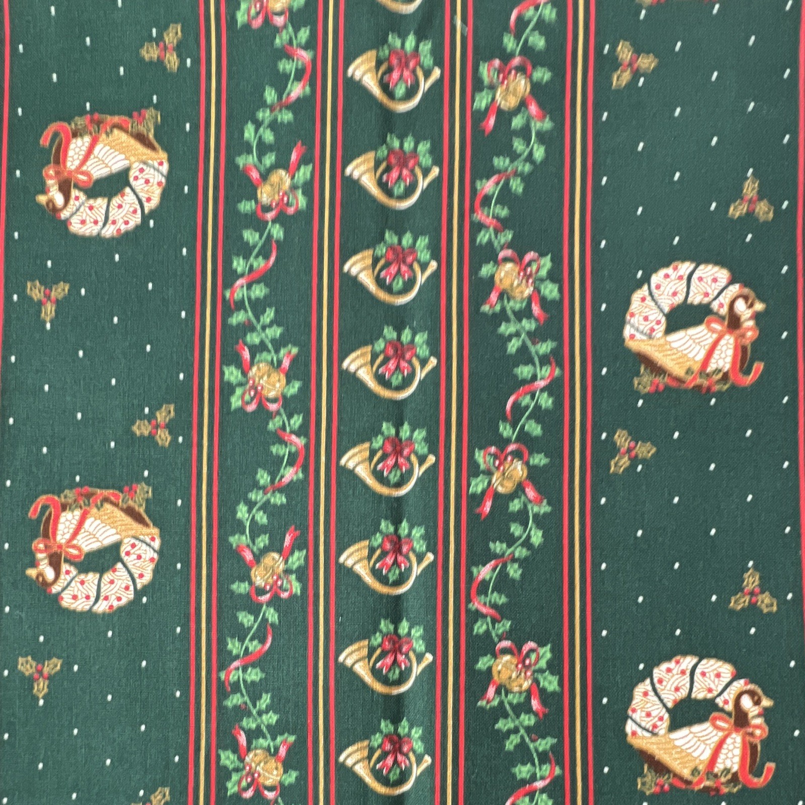 Vintage 1980s Hallmark Wamsutta Christmas Goose Stripe Fabric 45” x 75” Vintage 1980s Hallmark Wamsutta Christmas Goose Stripe Fabric 45” x 75”
