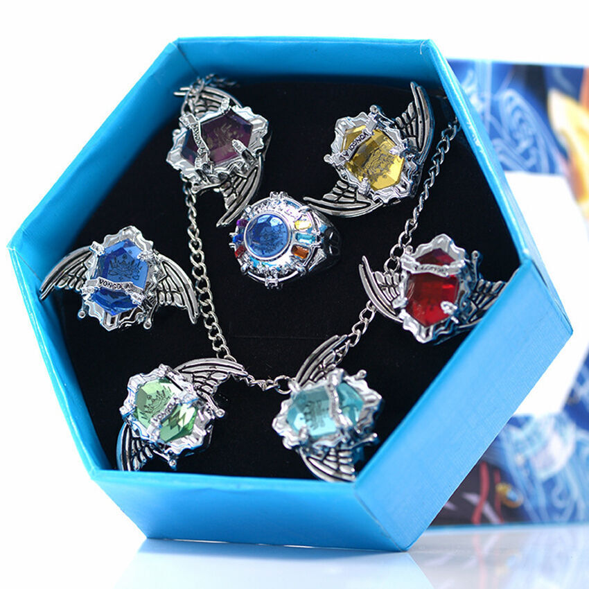 Anime Katekyo Hitman Reborn Vongola Metal Rings Cosplay Necklace Gift 7pcs/box
