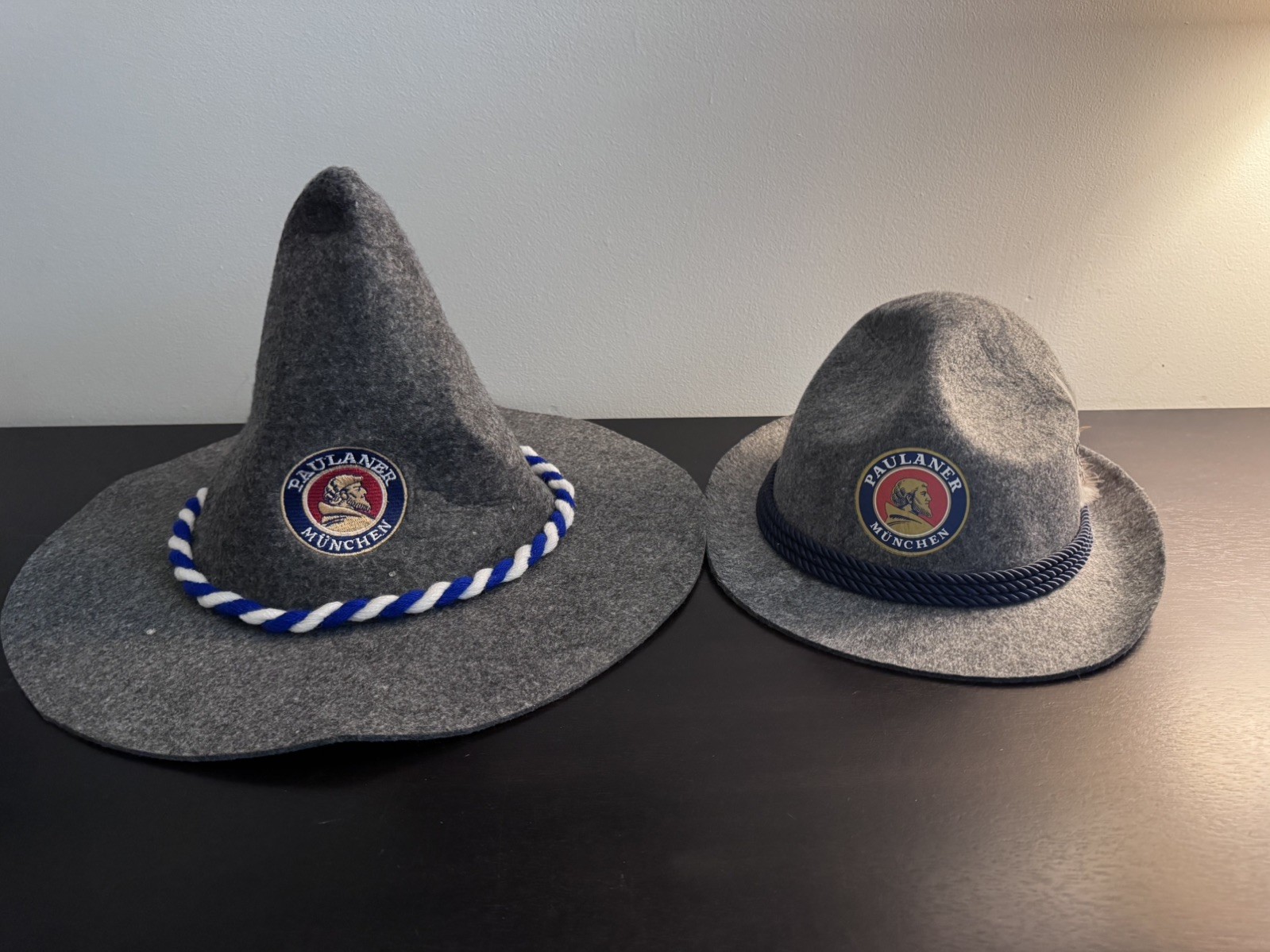 2 Paulaner Munchen OctoberFest Gray Felt Hats