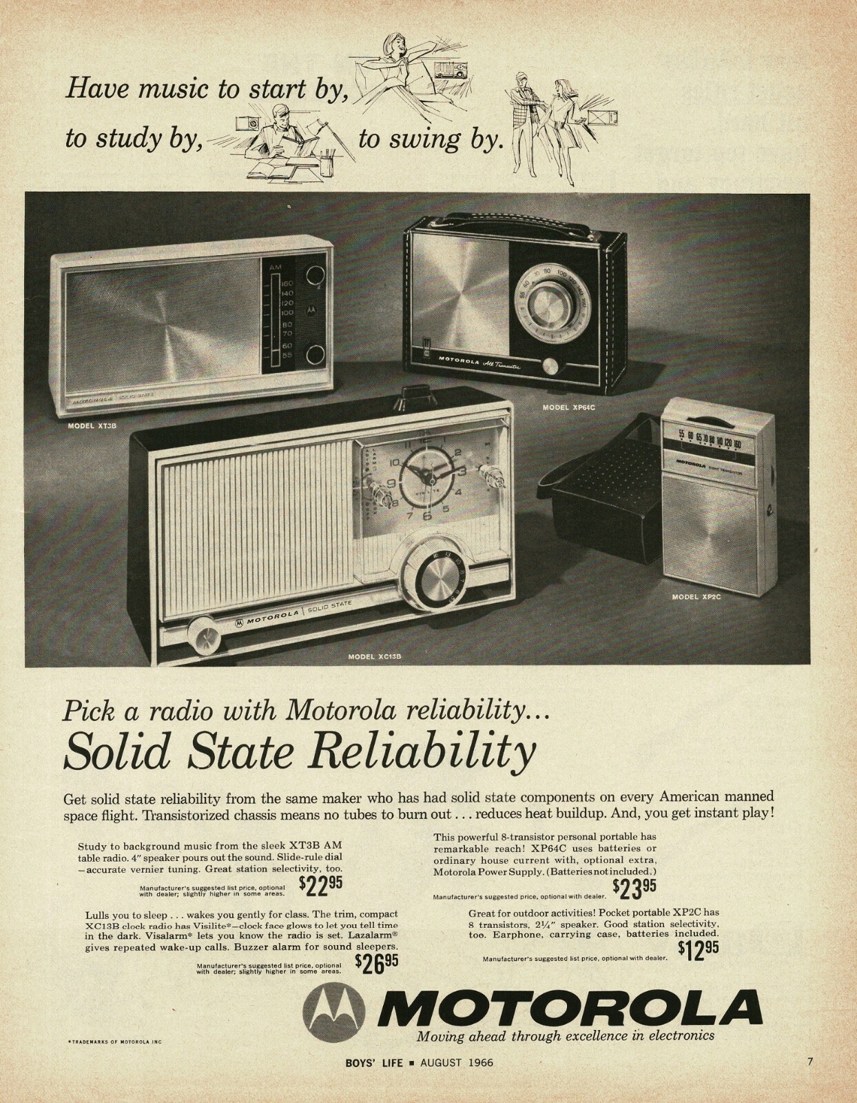 1966 MOTOROLA Portable Pocket transistor Radios Vintage Print Ad