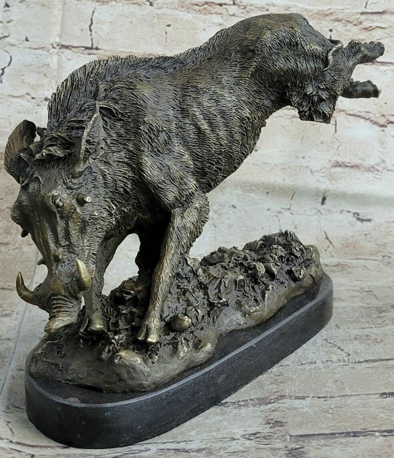 Genuine Bronze Metal Art Statue Beautiful Boar big Wild Pig Garden Figure Farm