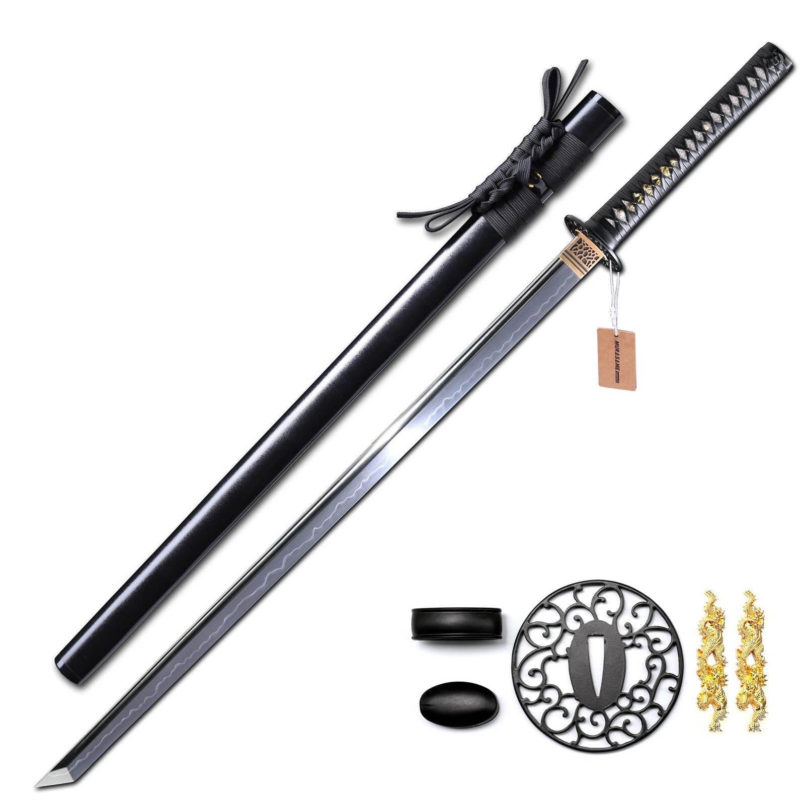 MURASAME Katana Sword 41\'\' Real Clay Tempered T10 Steel Nice Hamon Razor Sharp