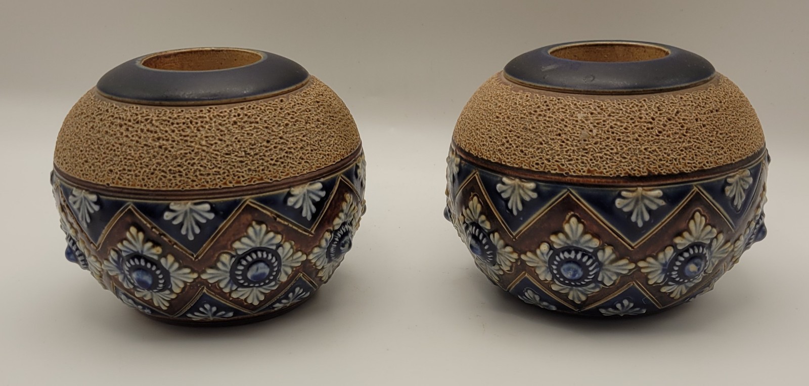 Vintage Pair Royal Daulton Lambeth Match Striker Candle Holders 