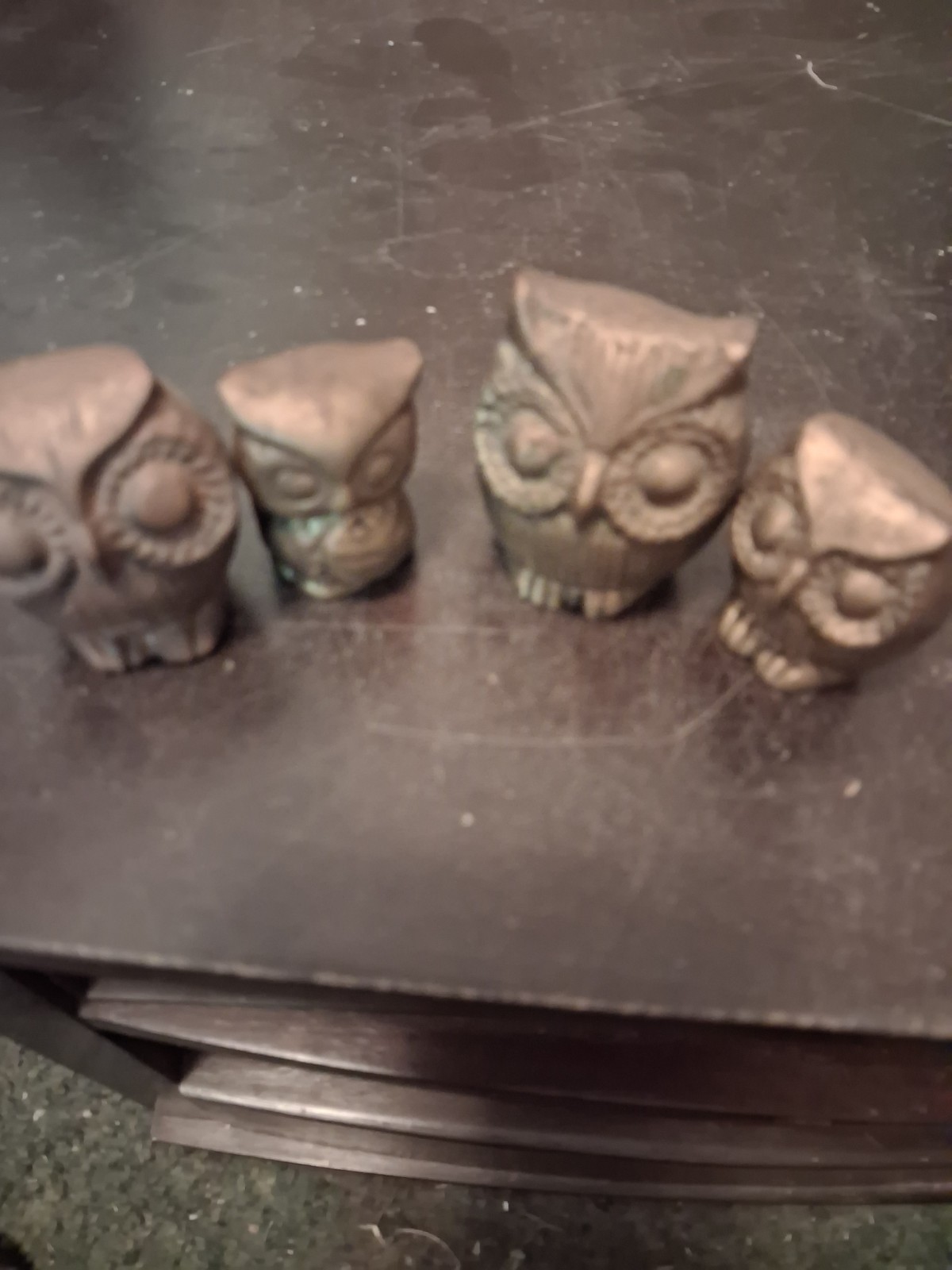 4 Vintage Brass Owls,2 are solildBrass