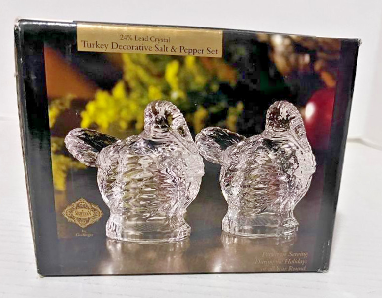 Shannon by Godinger 24% Lead Crystal Salt & Pepper Shaker Set Turkeys Shannon by Godinger 24% Lead Crystal Salt & Pepper Shaker Set Turkeys