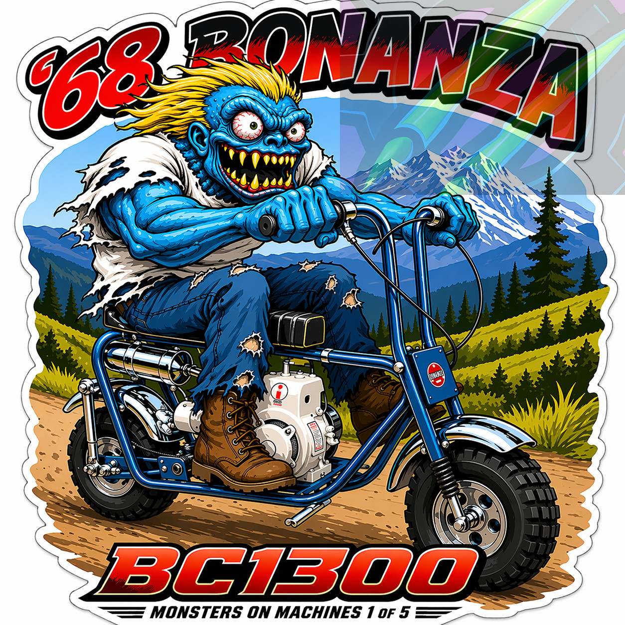 1968 Bonanza BC1300 Minibike 9x9cm Durable Die-Cut Vinyl Sticker 1 of 5