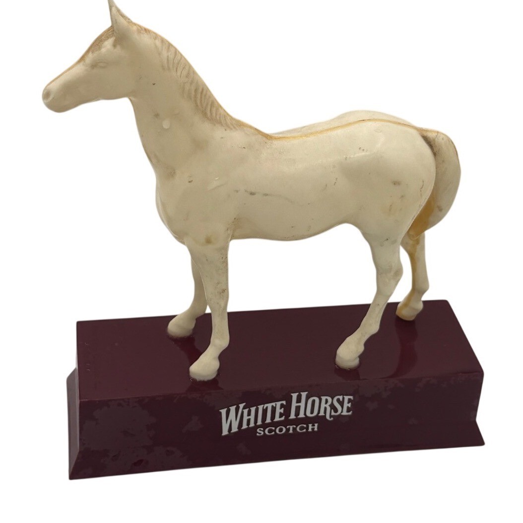 Vintage 1960s White Horse Scotch Whisky Plastic Bar Display Statue 7.5x9