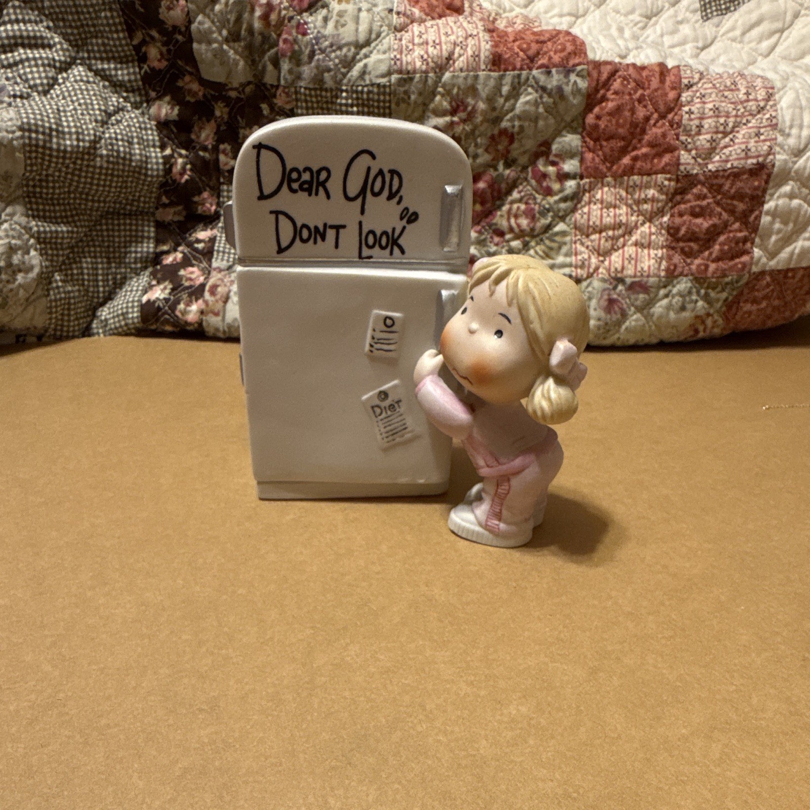 Enesco Dear God Kids Kim Anderson Girl by Refrigerator Ceramic Figurine 1984