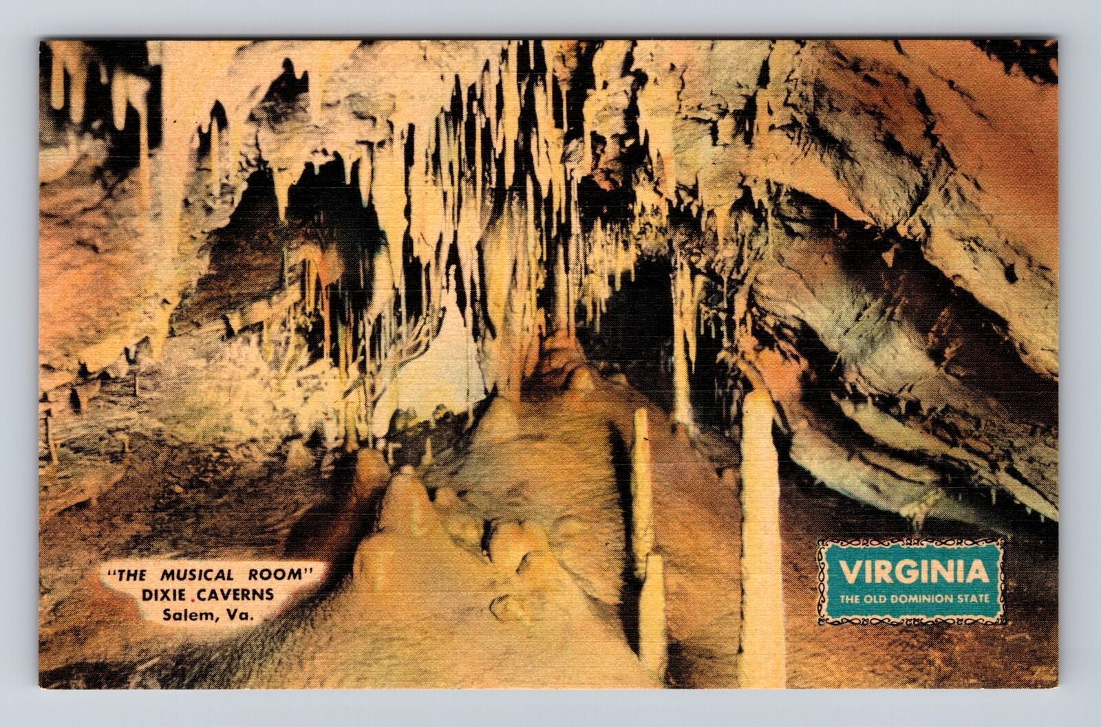 Salem VA-Virginia, The Musical Room, Dixie Caverns, Antique, Vintage Postcard