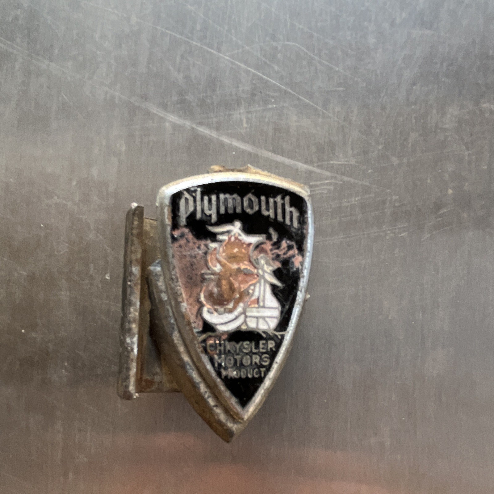 Vintage Plymouth Radiator Emblem Damaged