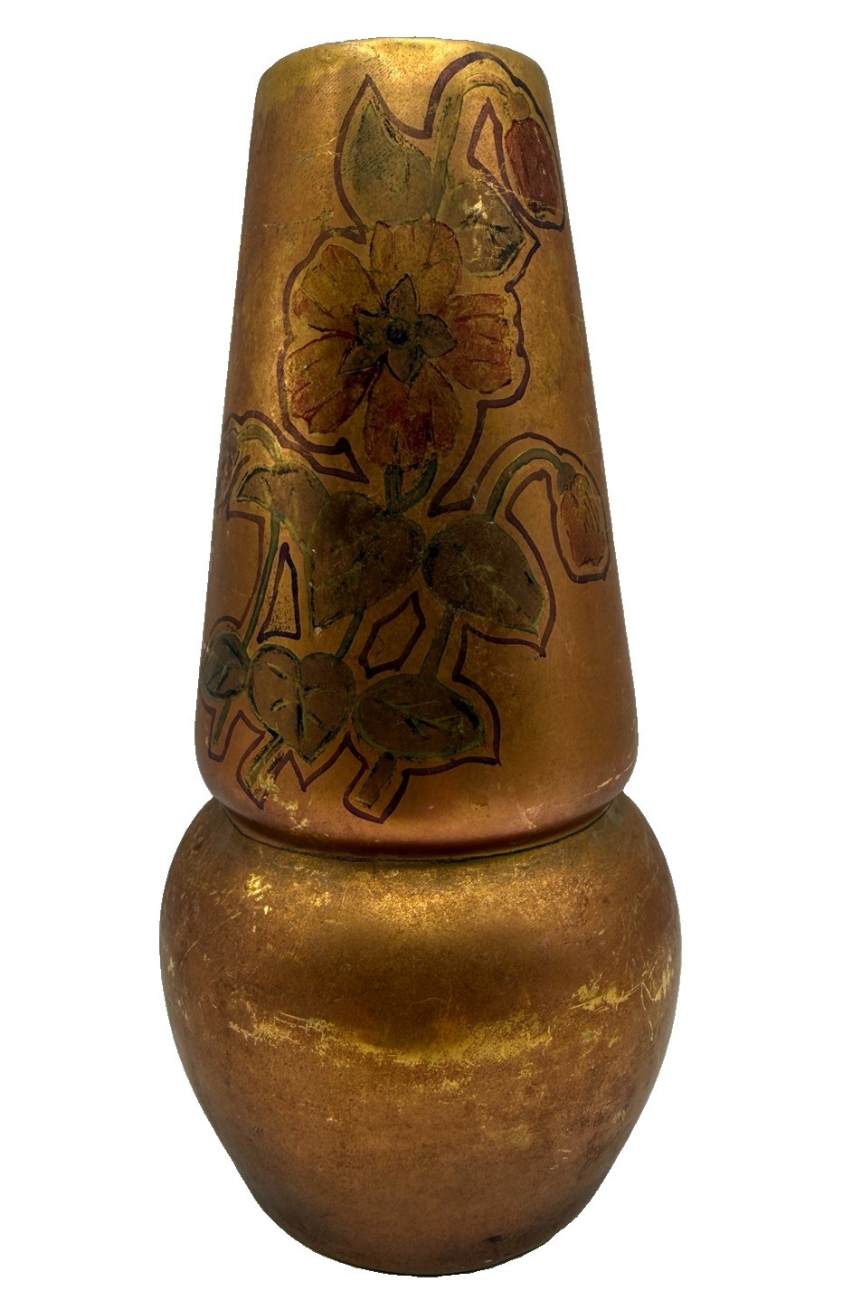 Antique Owen China Keramos Arts & Crafts Vase c. 1906 Hand-Painted Floral Motif