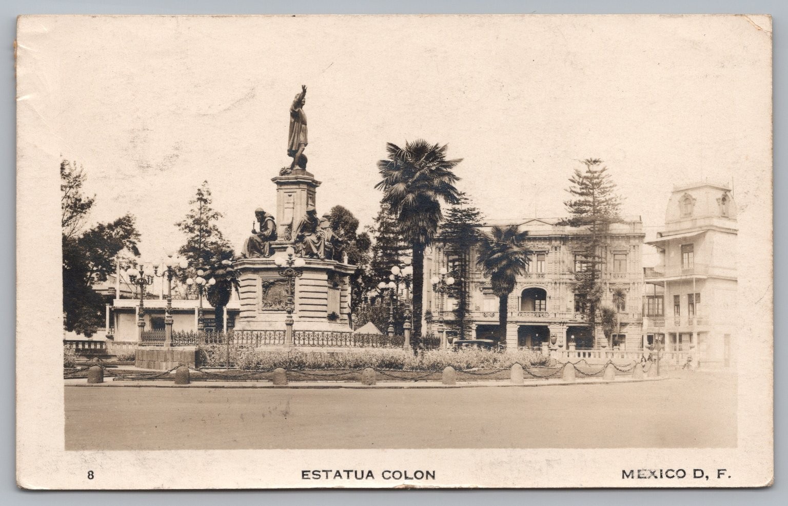 RPPC Estatua Colon Mexico City D.F. Columbus Statue 1934 Postcard