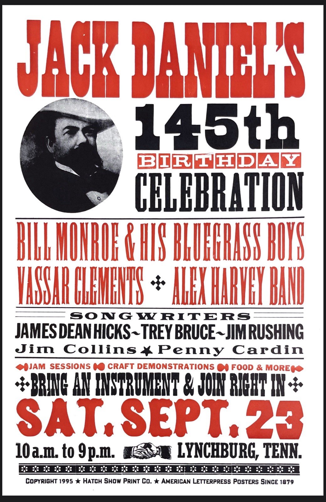 1995 Jack Daniel's Tennessee Whiskey Hatch Show Print, Nashville Original Print