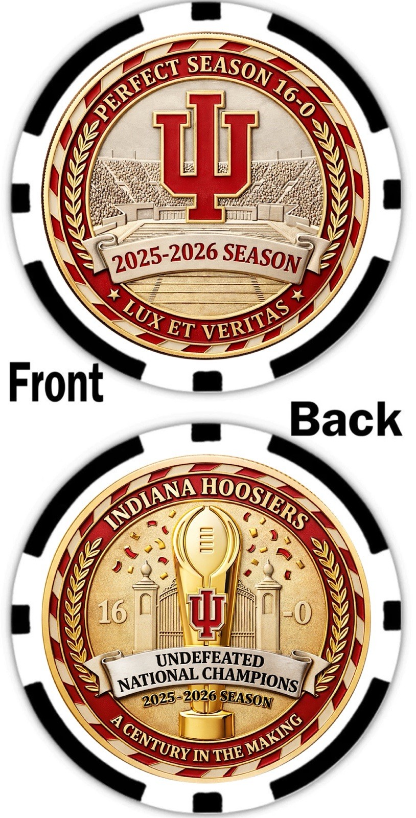 2026 NATIONAL CHAMPIONS - INDIANA HOOSIERS - COMMEMORATIVE POKER CHIP