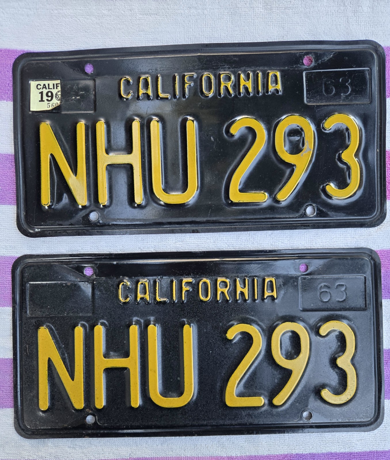 California Black License Plates Vintage 1963 - 1969 Original Set Pair