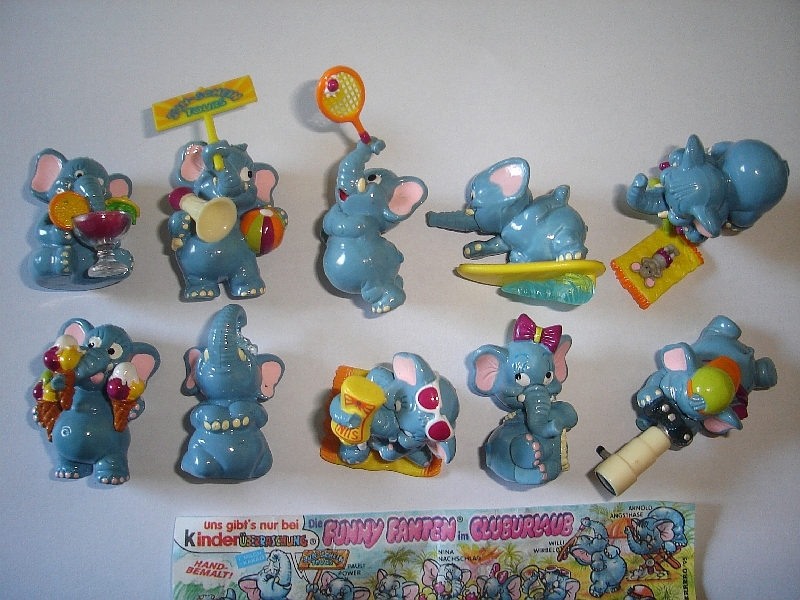 KINDER SURPRISE SET - FUNNY FANTEN BEACH ELEPHANTS 1995 - FIGURES COLLECTIBLES