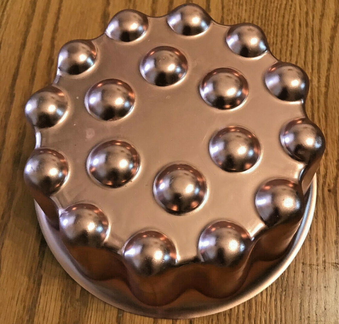Auminum Copper Color Vintage Jello Food Mold Fluted Bubble Cherries 5 Cups