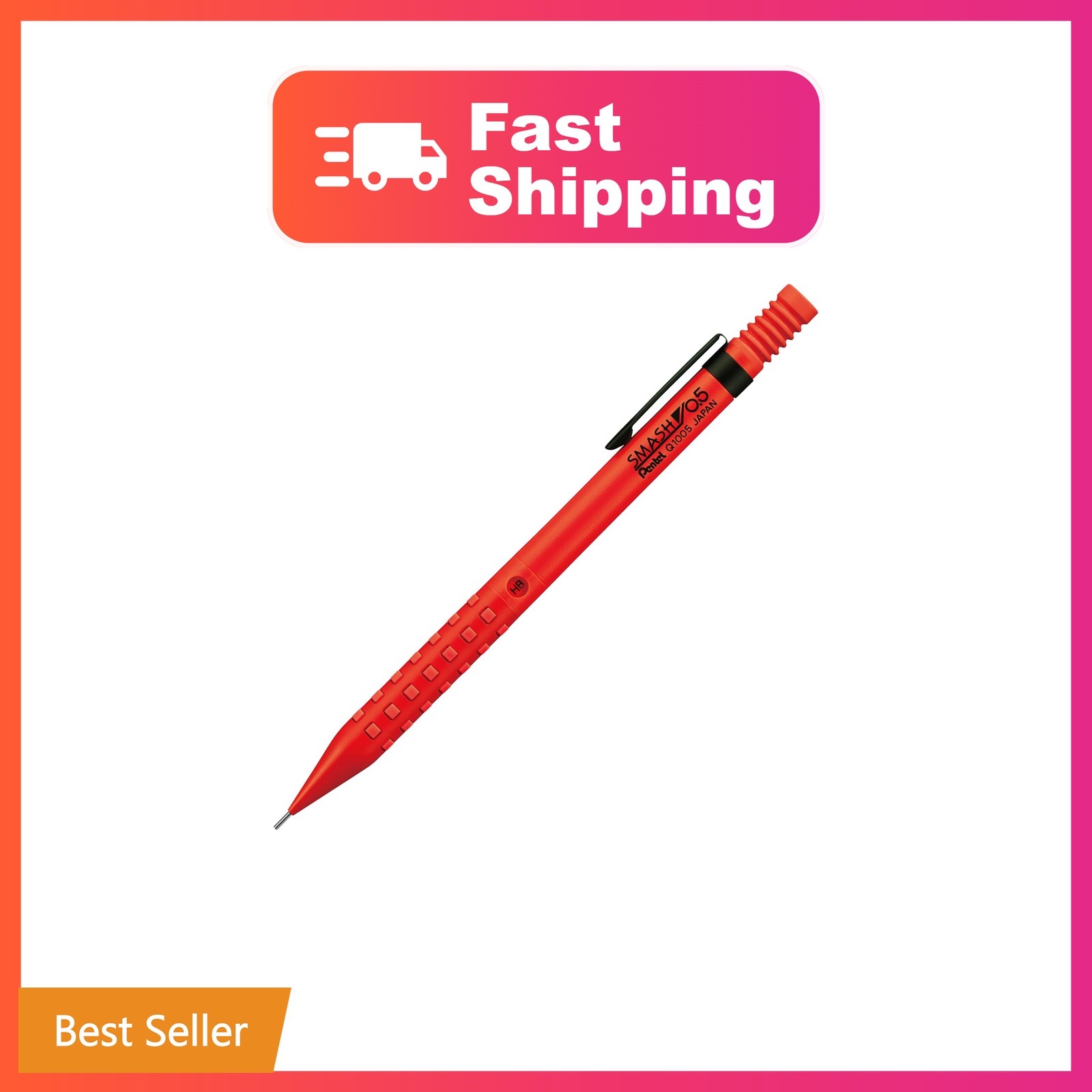 Pentel Q1005-B Mechanical Pencil Smash, 0.5mm, Red