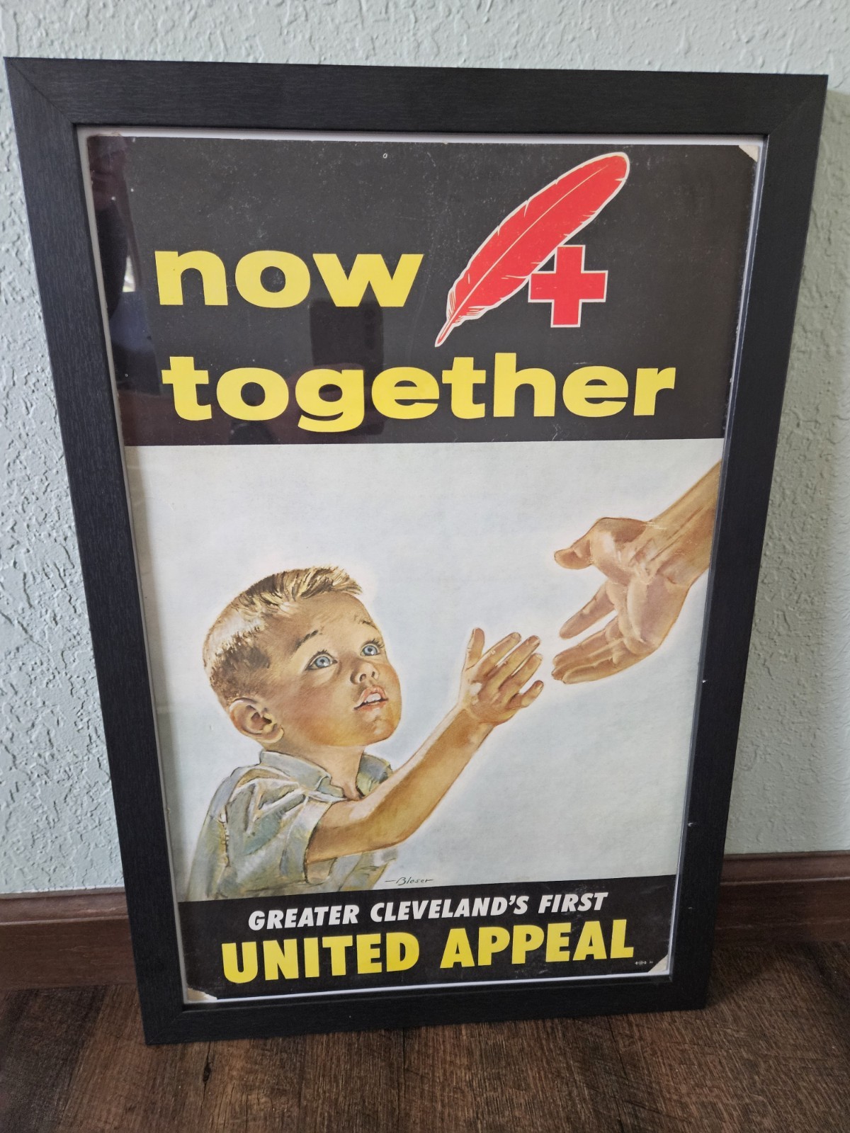  Vintage Red Cross United Appeal Poster Cleveland Original Framed