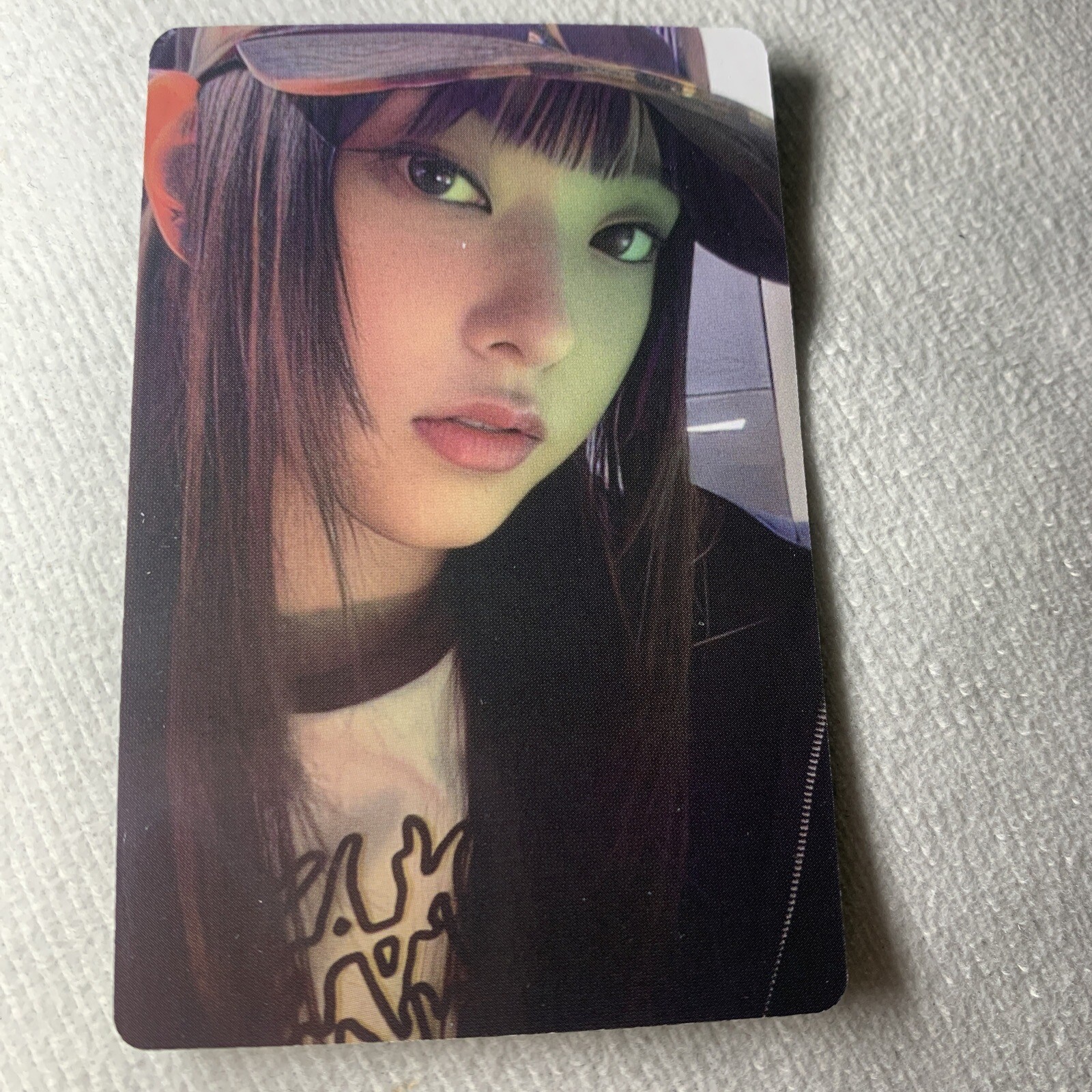 Haerin NEWJEANS Anime Star Edition Celeb K-pop Girl Photo Black Hat 1