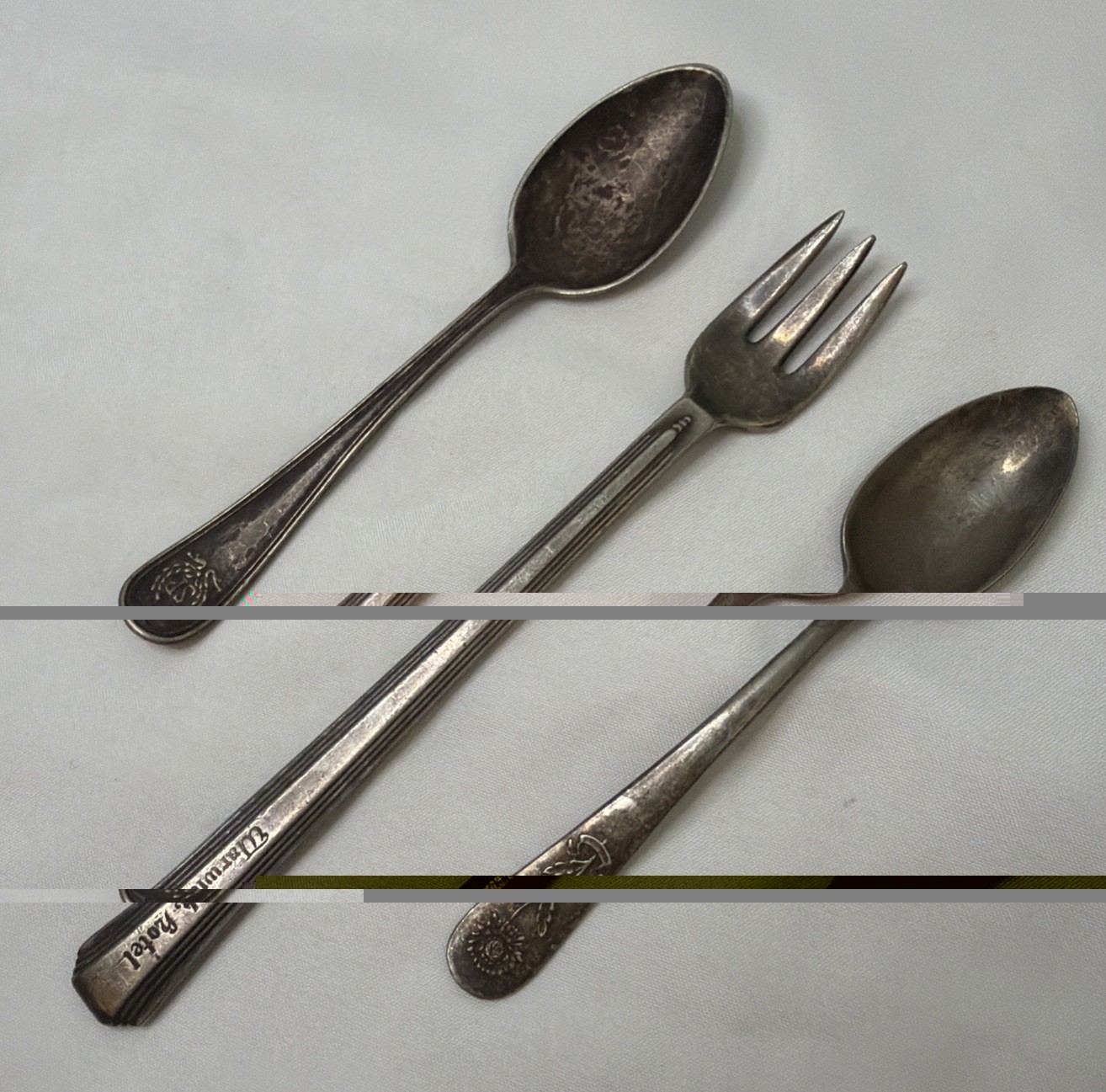 3 VINTAGE SILVERPLATE HOTEL DINING UTENSILS Small - Warwick, Astor, Savoy Plaza 
