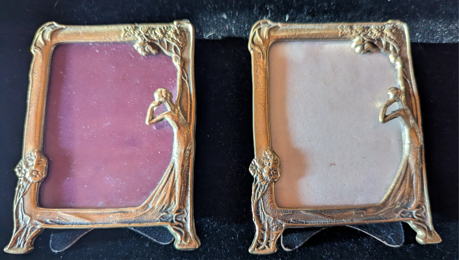 Vtg Art Nouveau Style Brass Lady of the Lake Frames made in Italy