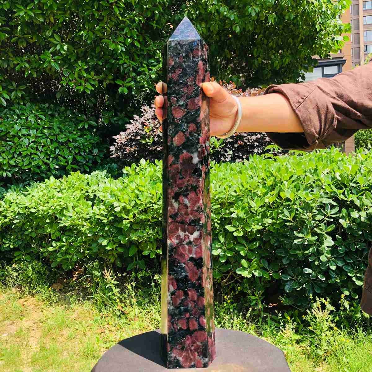 16.39LB Large Natural Garnet Obelisk Quartz Tower Crystal Wand Point Healing