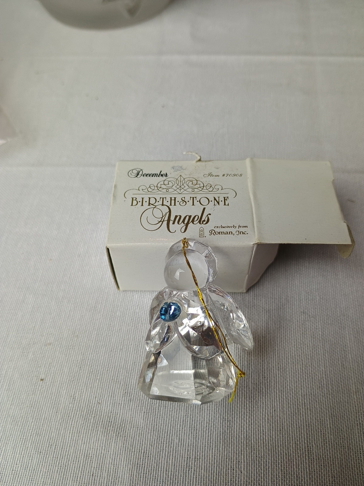 Vintage 1994 Roman Birthstone Angel December Crystal Figurine Ornament Boxed