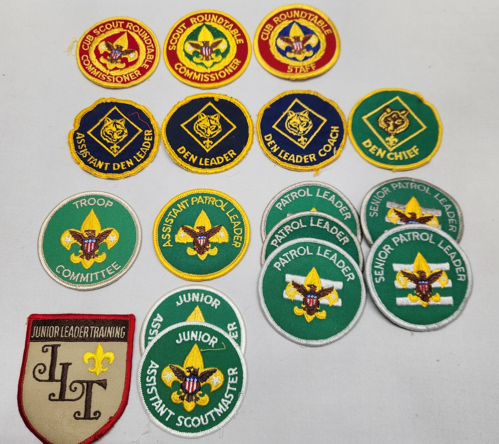 Vintage BSA Boy Scout Leadership Position Patch Lot Patrol Den Leader Roundtable