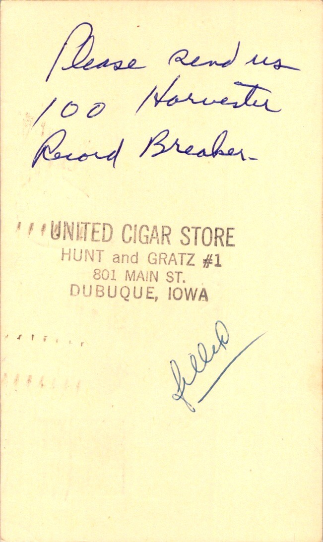 1955 Postal Card Dubuque Iowa United Cigar Store Order 2ct Franklin Davenport