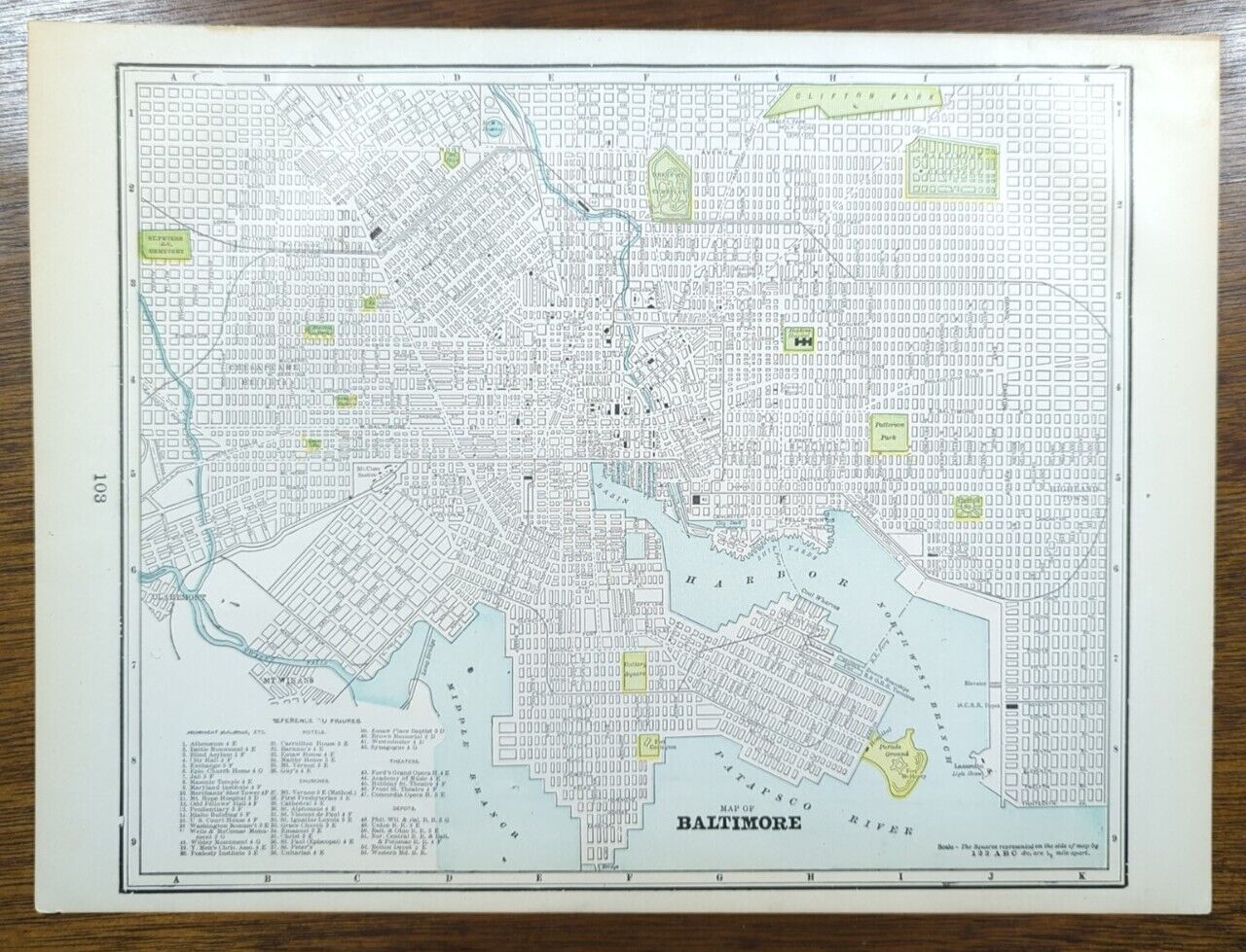 Vintage 1898 BALTIMORE MARYLAND Map 14\