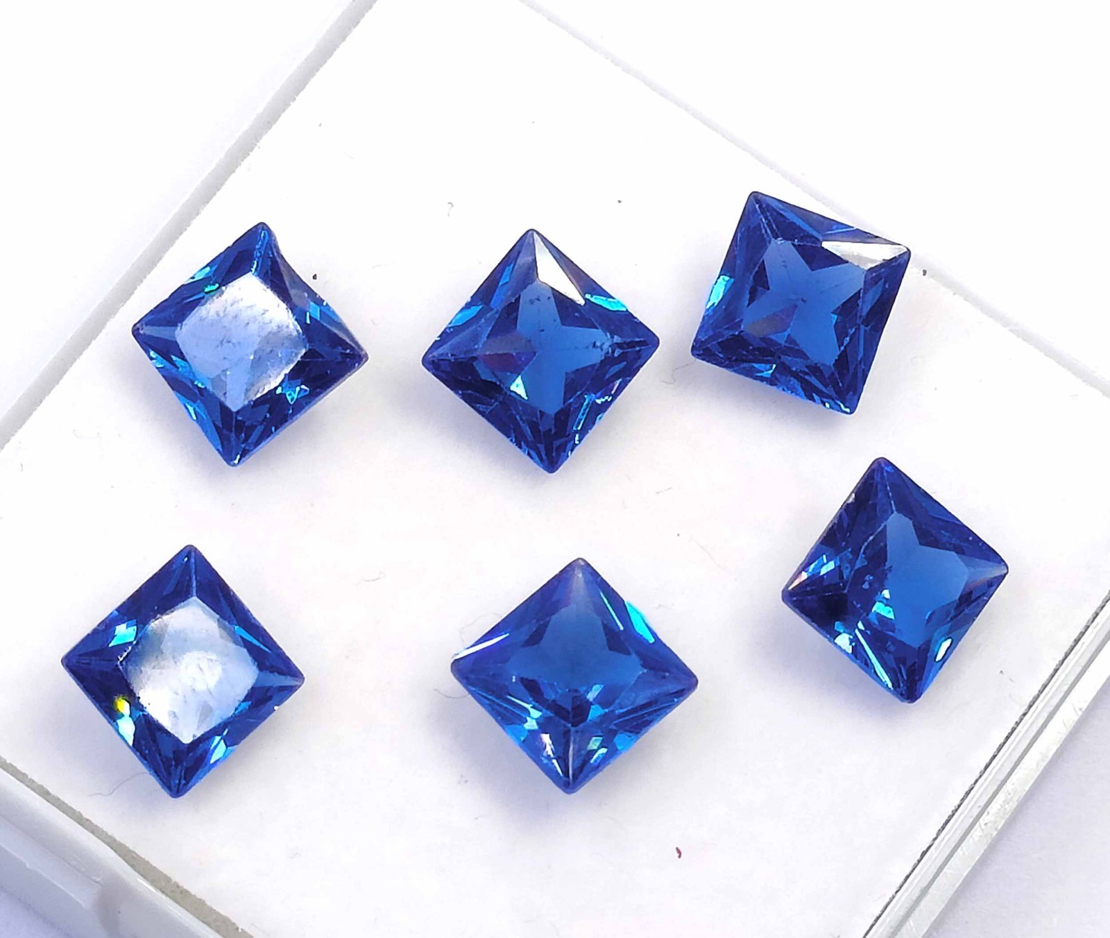 6 PCS Natural Blue Sapphire Princess Cut 8 x 4 mm Lot Certified Loose Gems 6GHB