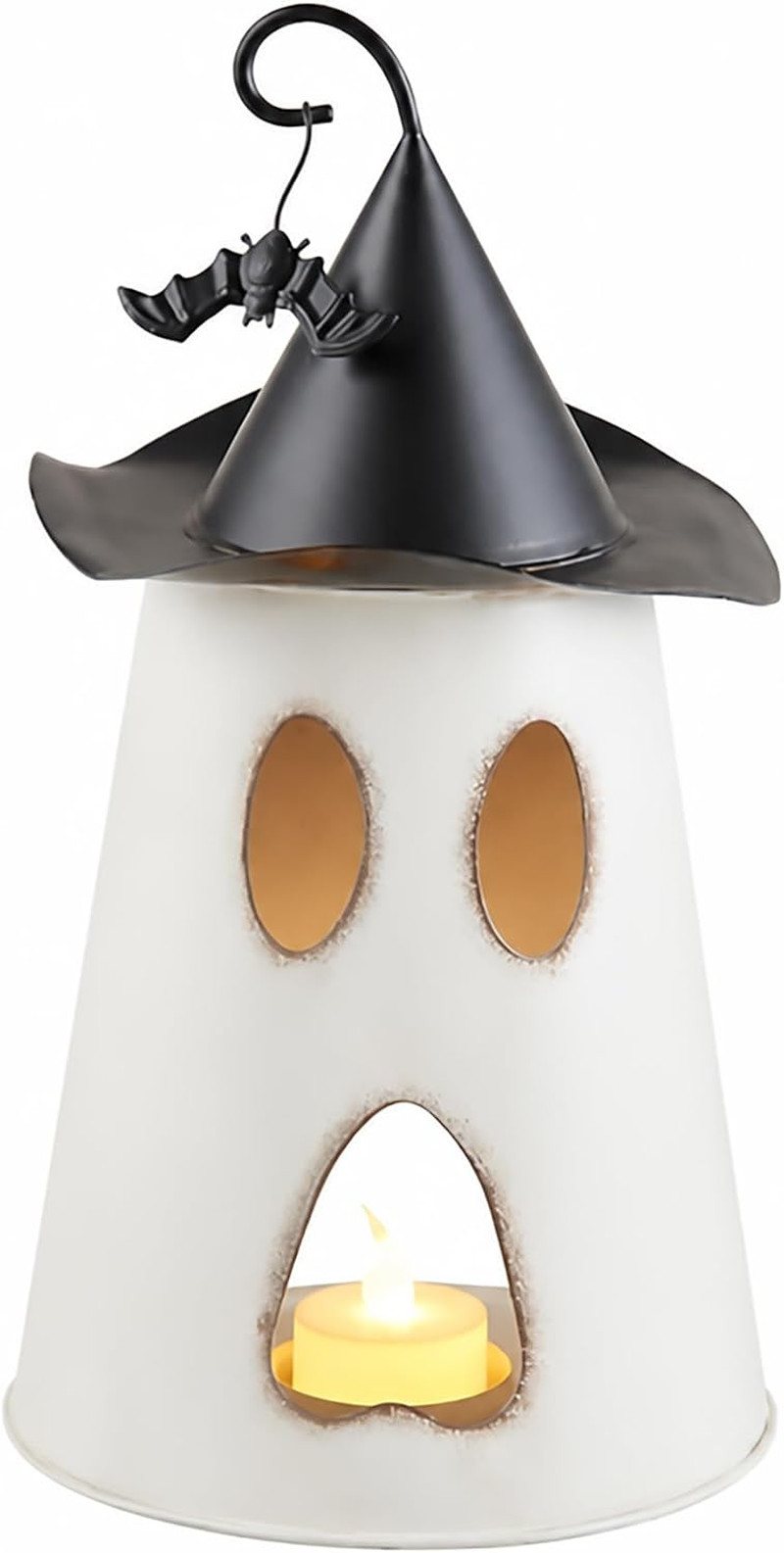 Mud Pie 40320107G Halloween Ghost Tin Lantern Candle Holder 10.5 x 5.5 In