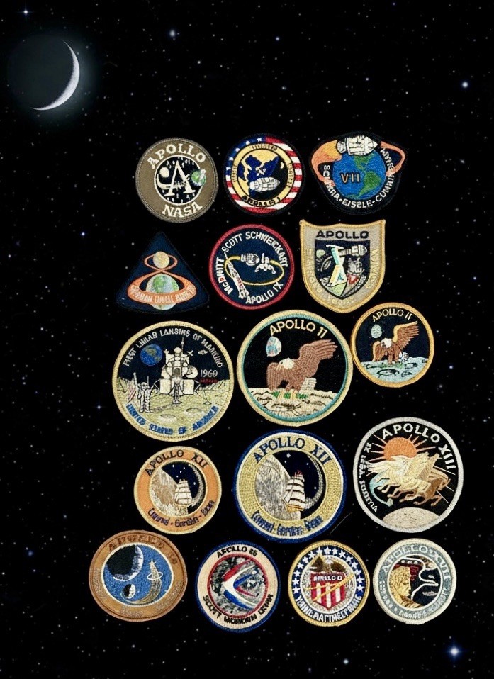 Vintage 1960s 1970s NASA Apollo Mission Patches Lot of 16 Cloth Backing
