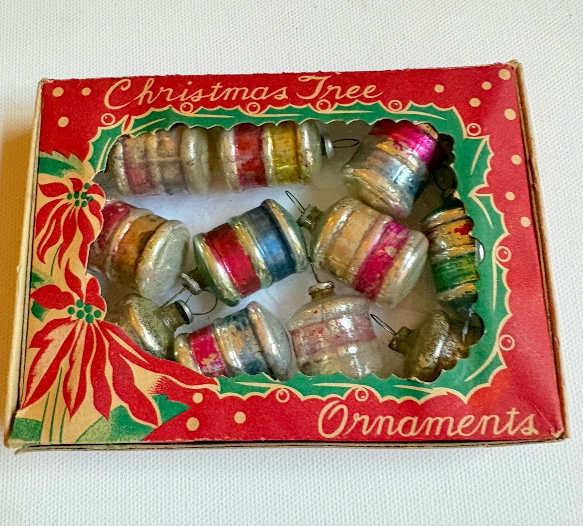 Box/11 Vintage Occupied Japan Christmas Lantern Ornaments Circa 1947 Box/11 Vintage Occupied Japan Christmas Lantern Ornaments Circa 1947