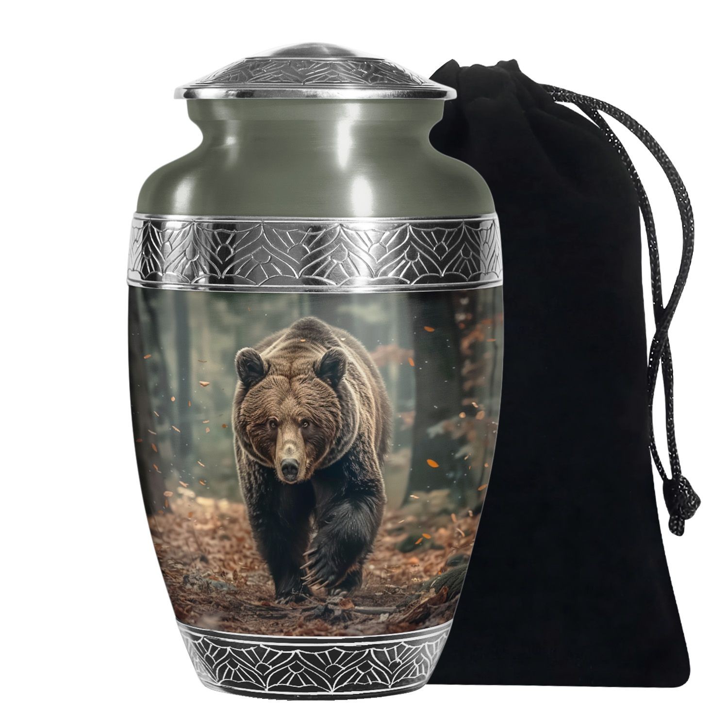 Bear Strong Memorial Urns for Ashes Adult Mom, Handcrafted Urn (10 Inch)