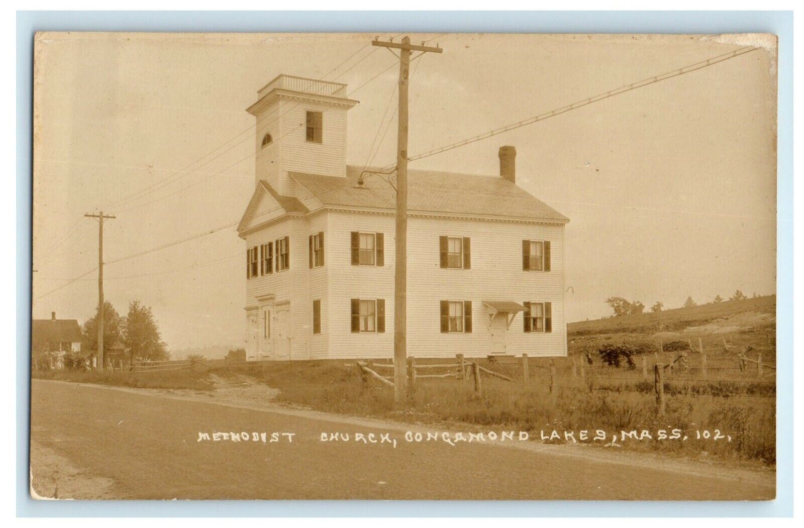 c1905 Methodist Church Congamond Lakes Massachusetts MA RPPC Photo Postcard