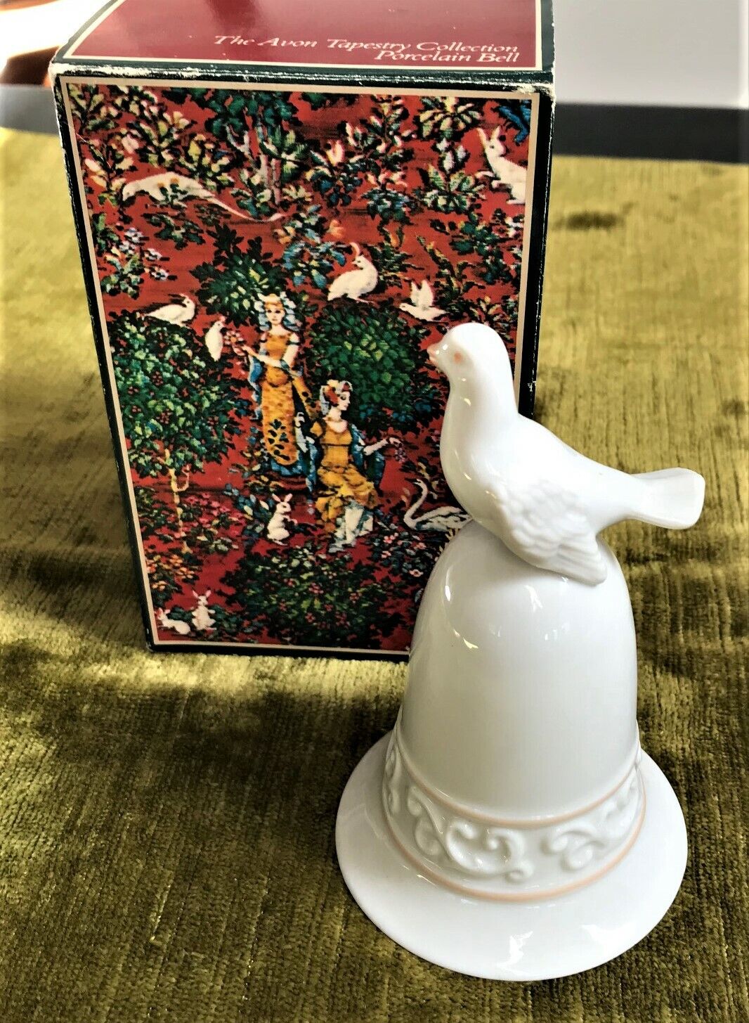 White Dove Porcelain Bell Dated Avon Tapestry Collection 1981